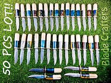 50 PCS LOT HAND FORGED DAMASCUS BLADE HANDMADE CAMPING SKINNER HUNTING KNIVES, picture