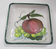 Vintage Italy Square Ceramic Trinket Tray, Grapes, Apple picture