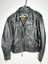 Harley Davidson Leather Motorcycle Jacket Medium Snaps Zippers NICE  picture