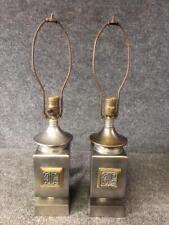 Pair Vintage MCM Mutual Sunset Lamp Co MSLC 5135 Asian Design Metal Table Lamps picture
