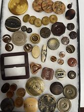 Antique Brown Buttons/ Buckles, Celluloid Bakelite Early Plastics Art Deco picture
