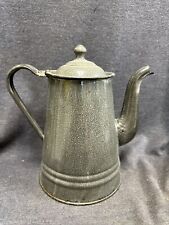Antique Gray Graniteware Metal Tea Coffee Pot picture