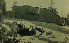 .Vintage American Tank in Action WW1 Chicago Daily News War postcard   picture