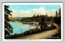 Seattle WA-Washington, Washington Boulevard And Mount Rainier, Vintage Postcard picture