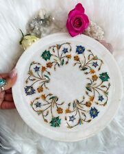White Marble Inlaid Inaly Plate Home Decor Gift Dinning Serving tray Gift Decor picture