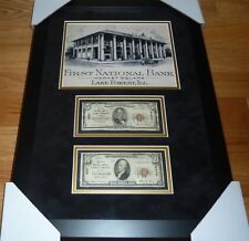 $5 & $10 1929 FIRST BANK OF LAKE FOREST, ILLINOIS NATIONAL CURRENCY FRAMED LOT picture