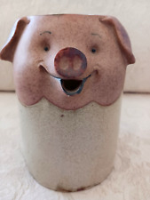 Vintage UCTCI Japan 3D Smiling Pig Pitcher Stoneware Pottery Jug 1970s 5.5