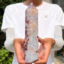 1210g Natural Rare Amethyst Lace Agate Tower Quartz Crystal Reiki Healing picture