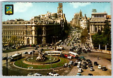 c1970s Madrid Spain The Cibeles and Alcala Street Roundabout Vintage Postcard picture