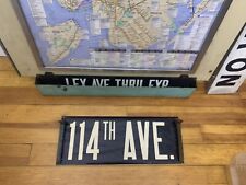VINTAGE NY NYC BUS ROLL SIGN 114th AVENUE 1956 COPPER COLLECTIBLE QUEENS ART picture