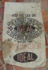 Vintage Nebraska Ideal Portland Cement Co.  Empty Canvas Bag Sack Superior Neb. picture