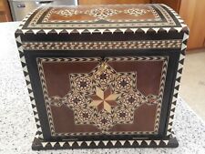 Beautifully Decorated Wooden Inlay Jewelery Box With Key picture