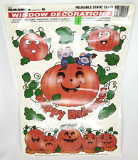 Halloween Jack O Lantern Reusable Static Cling Vintage Cute Spooky Window Decor picture