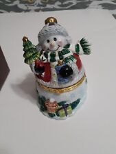 Vintage Hand Painted Ceramic Hinged Box Snowman from McClurkans store 60s-80s picture
