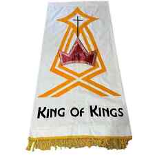King of Kings White Gold Church Banner Parament 32x68