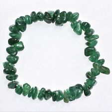 Premium CHARGED Green Aventurine Crystal Chip Stretchy Bracelet + Selenite Heart picture