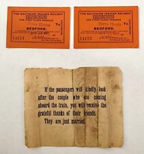 2X Terre Haute To Bedford 1902 First Class Tickets & Married Note To Passengers picture