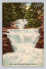 Postcard Lace Water Falls Natural Bridge Virginia VA, Vintage Linen J9 picture