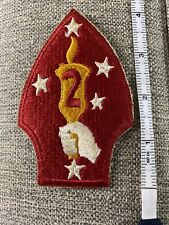 WW2, 2nd Marine Corps Division Patch TWILL EMBROIDERED-White Hand-Snow Back picture