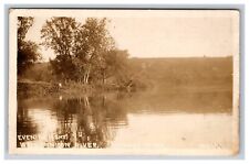 RPPC Evening Light, Wapsipinicon River, 1929, Anamosa Iowa IA Postcard picture