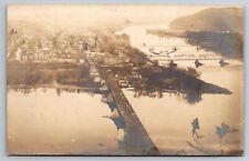 Birdseye View Sunbury Pennsylvania PA Covered Bridge 1908 Real Photo RPPC picture
