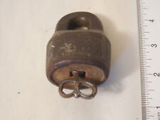 Antique 1800’s Scandinavian Cast Iron Padlock Works With Key 3” Jail Lock picture