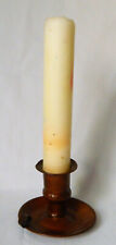 VTG Copper Hand Hammered Candle Holder Finger Loop w/Old Candle Made in Mexico picture