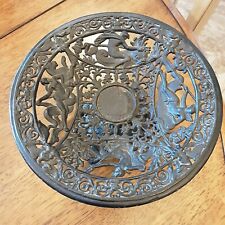 Vintage Robert Emig Black Cast Iron Mythology Ornate Pedestal Compote Dish Bowl picture