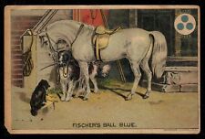 Fischer's Ball Blue Soap Victorian Trade Card. Horse and Dogs. New York picture
