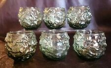 (6) 1960s Anchor Hocking Milano Lido Green Glasses, Roly Poly, 8 oz/EUC picture