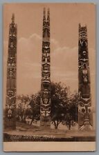 Indian Totem Poles Alaska Yukon Pacific Exposition Sepia unposted A07 picture