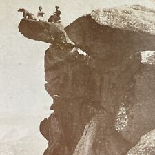 Antique 1899 Women On The Edge Yosemite Glacier Point Stereoview Photo Card 3564 picture