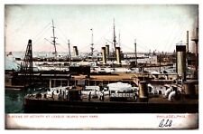 Antique A Scene of Activity at League Island Navy Yard, Boats, Philadelphia, PA  picture