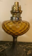 Vintage  oil lamp base Amber Glass. Guarard Made In France No Chimney picture