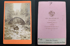 A.D.Braun, France, surroundings of Gérardmer, Pont des Fées vintage albumen card of picture