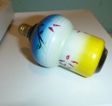 Vtg 50s Renown Asian Lantern Shape Painted Patio Light Bulbs C9 BLUE #5 TESTED picture