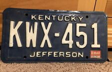 1988 Kentucky License Plate Jefferson County KWX451 picture