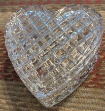 Vintage Heart Cut Crystal Clear Glass Trinket Box with Lid Jewelry Candy Jewelry picture