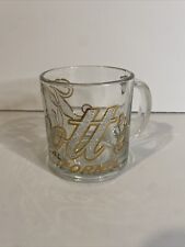 Vintage Coffee Cup Knott's California Clear Glass Coffee Mug Gold And Textured picture