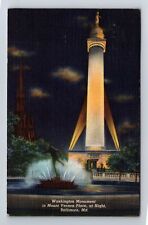 Baltimore MD-Maryland, Washington Monument, Mt Vernon Vintage c1943 Postcard picture