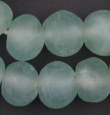 Super Jumbo Clear Aqua Recycled Glass Beads 35mm Ghana African Sea Glass Round picture