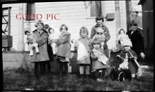 #BM5- g Vintage Amateur Photo Negative - Young Girls Holding Dolls picture