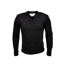 Original British Army Wool Jumper V Neck Security Military Pullover Black picture