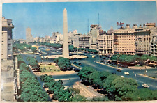 Vintage 1955 Pan Am Airlines Argentina Buenos Aires Postcard 9 th of July UNP picture
