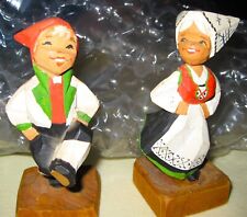 Vintage Henning, Norway hand carved Norwegian Dress Boy & Girl-mint picture