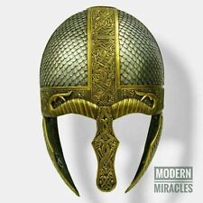 Medieval Armor Gold Brass Helmet LARP gothic Persian Halloween Vintage Knight Ax picture