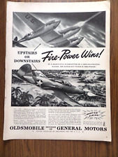 1943 Oldsmobile Ad WW II 2 P38 Lightning & Cobra Fighters picture