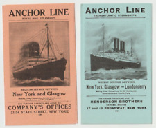 Antique 1912-1915 Anchor Line Steamship Brochure Tri-fold schedules NY Glasgow picture