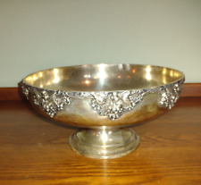 Vintage Ornate Metal Round Bowl With Raised Grape Design picture