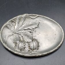 French Art Nouveau Pewter Trinket Tray W/Chestnuts Etain Fin Inscribed On Back picture